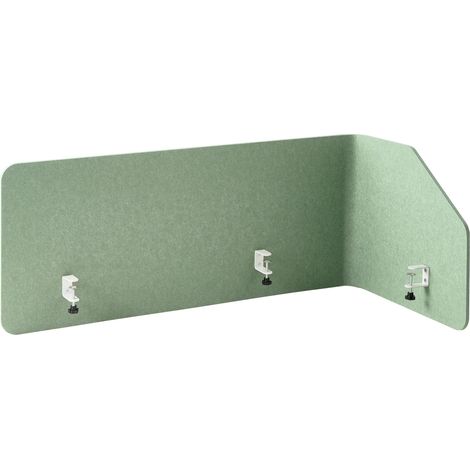Séparateur de Bureau en PET 120 x 60 x 50 cm Acoustique Pinces de Fixation en Acier Vert Clair Foldy