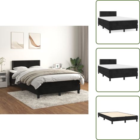 Boxspringbett mit Matratze Schwarz 120x200 cm Samt - Samtbett - Boxspringbett - Doppelbett - Schlafzimmermöbel - Luxusbett (1/5)