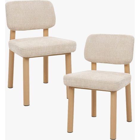 AMELI Lot de 2 chaises en tissu beige pieds en métal beige (1/5)