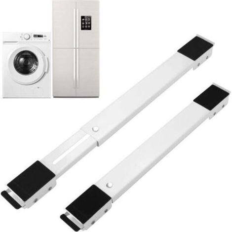 2 Pièces Base de machine à laver，Support Machine a Laver Réglable，Avec caoutchouc antidérapant，Convient aux machines à laver, réfrigérateurs, canapés et armoires. Peut supporter 300 kg (Blanc) (1/4)