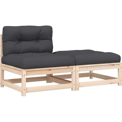 Maison Exclusive - Gartensofa ohne Armlehnen mit Kissen und Hocke