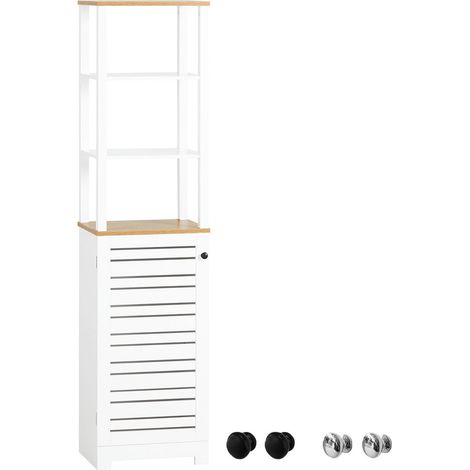 SoBuy Mobile Alto Colonna Bagno Salvasapzio Mobile Bagno Mobiletto Cucina Armadio Bagno BZR43-W (1/5)