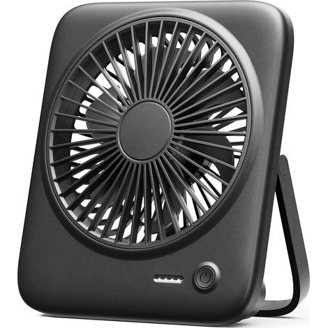 Tragbarer Tischventilator, kleiner persönlicher Ventilator, leise, 4 Geschwindigkeitsstufen, geeignet für Reisen, Büro und Arbeitszimmer (schwarz), 16,5 cm (1/5)