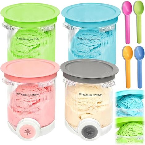 Eisbehälter - 4er-Set - BPA-frei - Für Ninja Creami NC700 - Mit farbigen Deckeln (1/5)