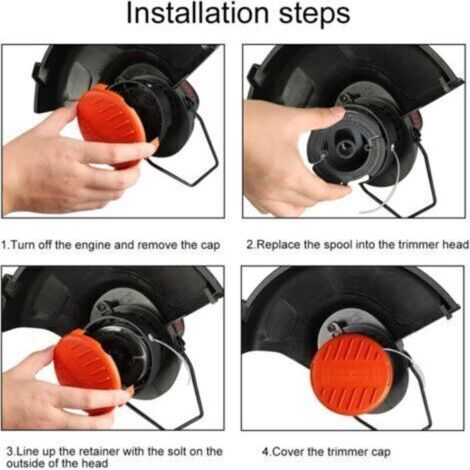LaBlanc - Lot de 4 capuchons de bobine + 4 pièces de rechange pour ressorts compatibles avec les coupe-bordures BLACK+DECKER RC-100-P (1/4)