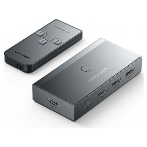 Conmutador HDMI 8K Vention AKRH0 3x HDMI Hembra/USB-C/Aleación de aluminio/Niquelado