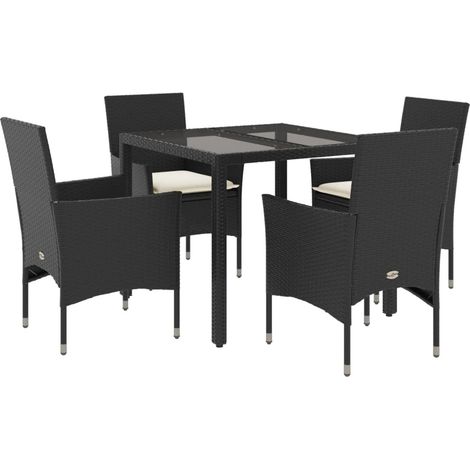Maison Exclusive - 5-tlg. Garten-Essgruppe mit Kissen Schwarz Pol