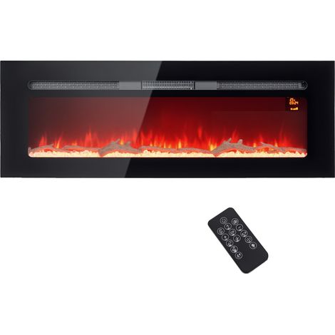 Homcom – Cheminée électrique encastrable 1800W – Effet flamme LED 3 couleurs – 5 niveaux luminosité – 127 cm – Pour espaces jusqu'à 40 m²