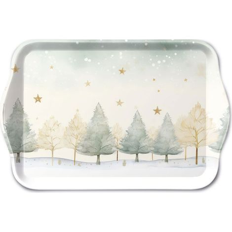 Mini-plateau en Mélamine Forêt d'Hiver et Étoiles Dorées (1/2)