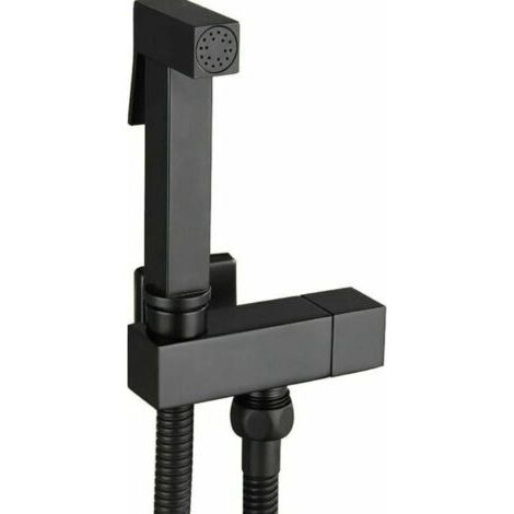 Kit Douchette WC en Laiton Noir - Pulvérisateur de Bidet à Main avec Support Mural - Hygiène Personnelle - Modèle G1/2 (1/4)