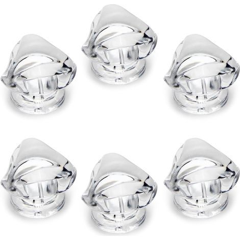 Set mit 6 kleinen, selbstklebenden, dreieckigen Acrylknöpfen mit Griff, 19 mm Durchmesser, transparent und glänzend, zur Verzierung von Schmuckkästchen (1/5)