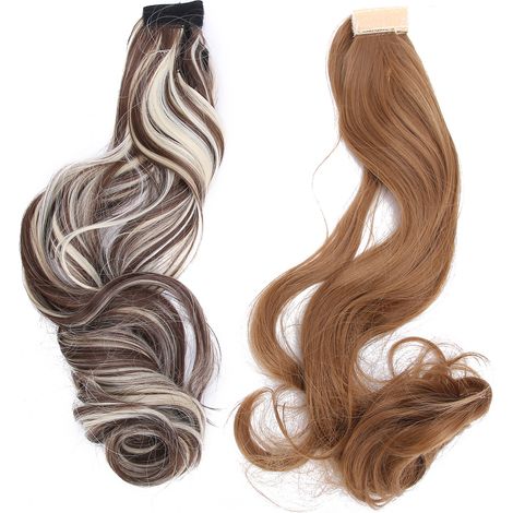 2 pièces Perruque à Queue de Cheval 60cm Bouclée Longue Dégradé pour Femme Attache Velcro Postiche (1/5)