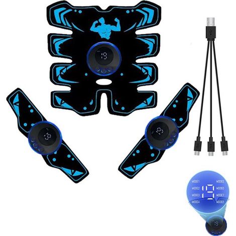 Entrenador abdominal EMS, 8 ejercitadores abdominales, máquina para quemar grasa en casa, pegatinas abdominales para fitness, juego de 3 + 10 láminas de gel (1/5)