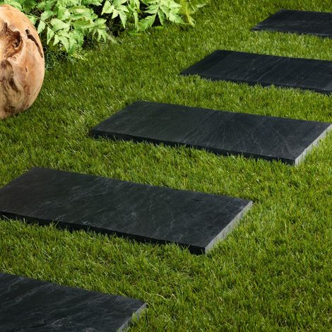 Pas japonais Rectangle Ardoise Noire 50x25x2-3 cm (à l'unité) - RO'MA NATURE