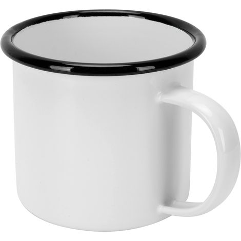 Gobelet en émail de 8 cm et 350 ml, écologique et épais, pour café, vin et eau (blanc). (1/5)