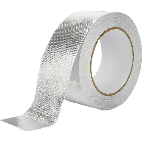 Feuille D'argent Autocollante 20 m x 50 mm Ruban Adhésif en Aluminium Autocollant pour Isolation Ruban Adhésif Métallique Résistant à la Chaleur pour Sceller, Réparer et Isoler (1/5)