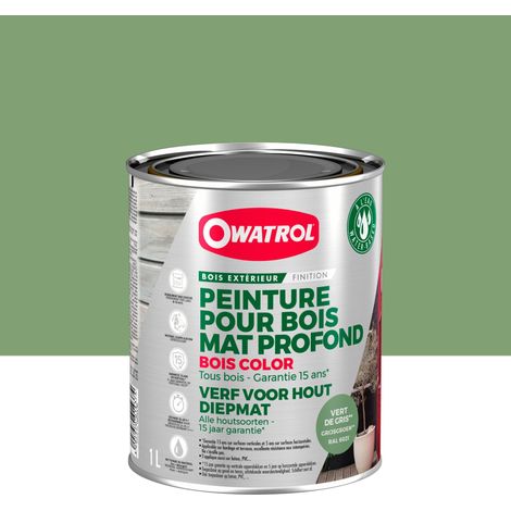 Owatrol-BOIS COLOR-Peinture pour bois extérieur opaque - Finition Mate-Vert de Gris RAL 6021 1 litre