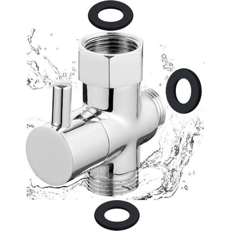 Válvula de ducha de 3 vías G1/2", válvula de conmutación de latón, cabezal de ducha de 3 vías, componentes de ducha, adaptador en T para sistema de ducha de repuesto, inodoro, cocina, baño. (1/4)