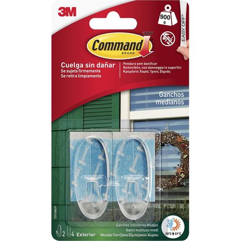 Command Gancio Adesivo Trasparente da Esterno, Medium (2 Ganci) - Appendi le Decorazioni da Esterno (1/5)