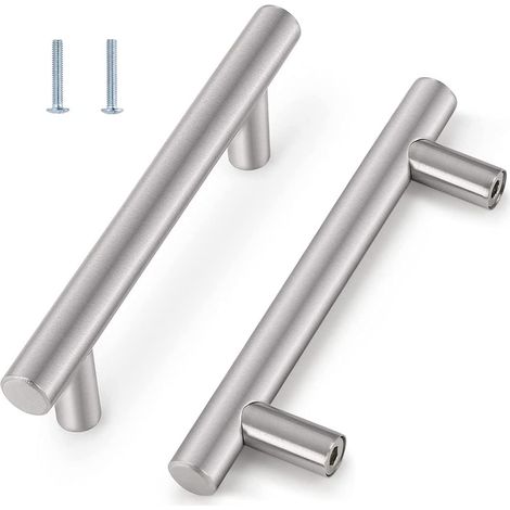 Poignee de Meuble Cuisine, Poignée de Porte en Acier Inoxydable, Boutons De Meuble, Bouton de Porte pour Cuisine(Lot de 2, Argent, Entraxe: 64mm) (1/5)