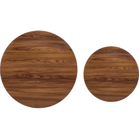 Lot de 2 plateaux ronds Ø 70 et 50 cm, MDF mélaminé effet noyer, épaisseur 18 mm, sans piètement (1/5)