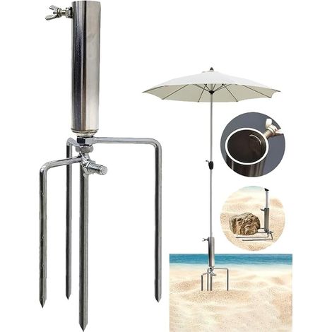 Pied de Parasol de Plage en métal - Piquet de pelouse pour Parasol - Diamètre : 20-28 mm - Pied de Parasol Amovible - Support de Parasol de Plage - pour la pêche, Le Jardin, la Plage (1/5)