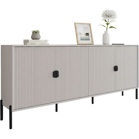 Arpina Kommode, Schubladen, 4 Regale, Flügeltüröffnung, 203x49x83h cm Beige