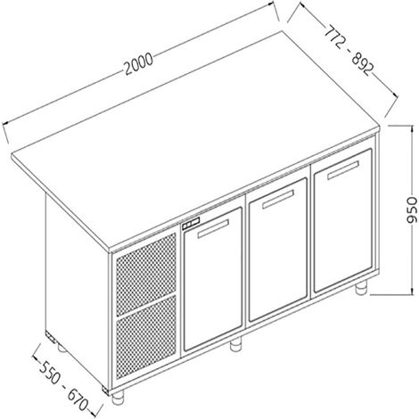 Comptoir de bar réfrigéré b.t. section caisse - moteur - Diamond