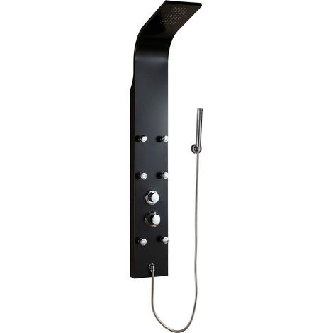 Colonne de douche hydromassante en aluminium, noir (1/5)