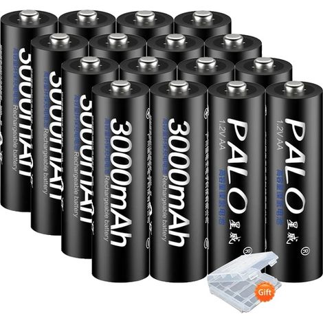 Batteries Rechargeables, NI-MH, Compatibilité Polyvalente, 16pcs Pile AA (1/2)