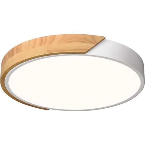 Plafonnier LED,Luminaire Plafonnier Bois Blanc,30CM lampe plafond Rond pour Couloir Chambre, Salon, Cuisine,Salle à manger 24W 4000K Plafonnier rond, lampe de plafond pour salon, chambre à coucher, b (1/5)
