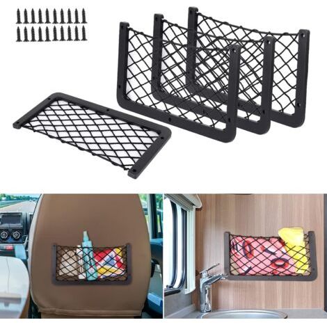 Filet Rangement pour Voiture 4 PCS, Organisateurs Rangement Coffre 36 X 18 CM, Multifonctionnel Sac Pocket Organizer de Voiture pour Ustensiles, Camping-Cars, Bateaux, Maison ( Vis) (1/5)