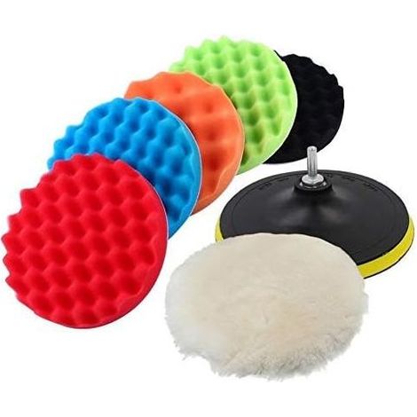 Kit de 7 esponjas de pulido de 5 pulgadas para encerar y pulir coches + kit adaptador de broca M14 (5 pulgadas) (1/5)