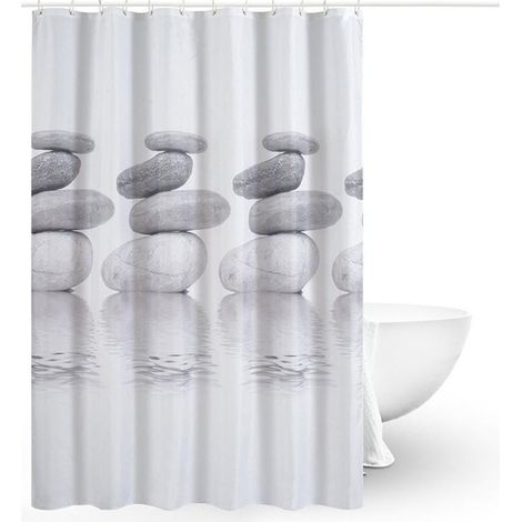 Rideau de douche en polyester imperméable et anti-moisissure – 180 x 180 cm, lavable en machine, idéal pour salle de bain (1/5)