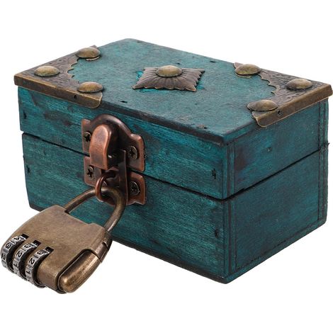 Boîte À Bijoux Vintage En Bois Avec Serrure À Code Coffret De Rangement De Bijoux 9.00 X 5.50 X 5.00 cm Organisateur Portable Pour Colliers Bagues Et Souvenirs Décoration Rétro (1/5)