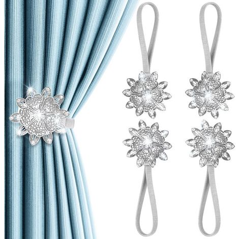 Embrasses magnétiques pour rideaux, pinces décoratives magnétiques pour rideaux avec boucles, embrasses à motifs floraux, style européen et américain