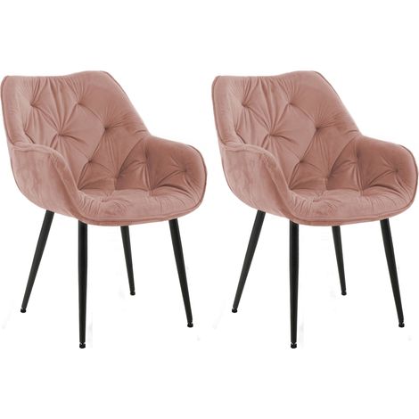 2er Set Stuhl Tanna Samt rosa