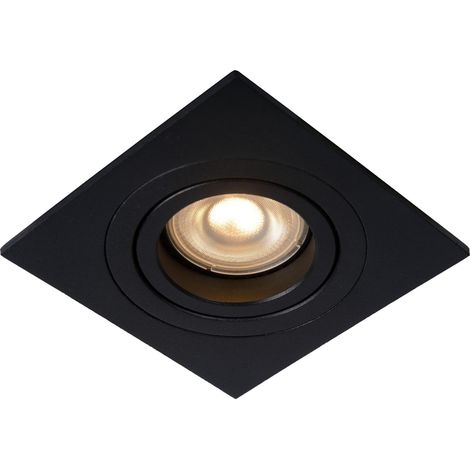 Spot encastré carré noir orientable GU10 50W Lucide (1/2)