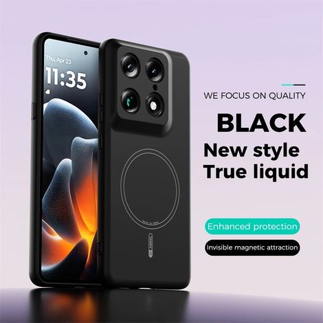 Étui de protection magnétique en silicone liquide (noir, Motorola Edge 70 Fusion+), compatible MagSafe, étui souple antichoc (1/5)