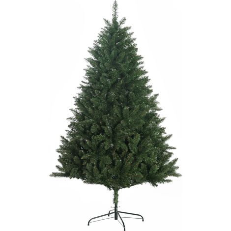 HOMCOM Albero di Natale Alto 180cm con 800 Rami e Base in Metallo, Verde (1/5)