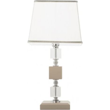 Lampe de table en verre et cristal style classique Livia 20 - Gris tourterelle (1/2)