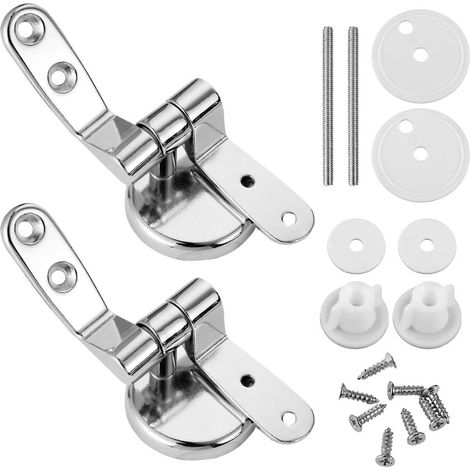 Kit di cerniere di ricambio cromate per sedili WC in legno e resina. (1/5)