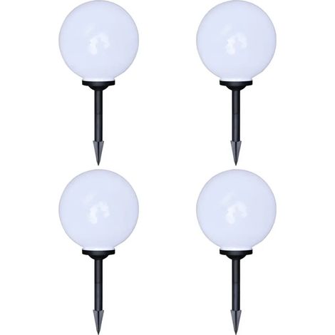 Lot de 4 lampes solaires décoratives 30 cm éclairage automatique jardin été en plastique blanc (1/5)