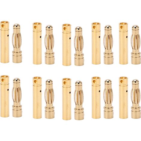 10 Paires Connecteurs Banane 4.0mm Or Plaqué Mâle Femelle pour Batterie Lipo RC ESC Moteur (1/5)