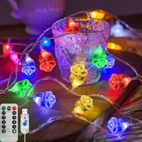 Guirlande lumineuse USB, guirlande lumineuse 10M80LED, 8 modes d'éclairage avec télécommande pour la décoration de vacances (lumière colorée) (1/5)