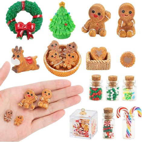GNOME de Noel, 19 Pièces Mini Decoration de Noel, Miniature Accessoires de GNOME avec Mini Sapin de Noël, Couronne de Noël, Un Bocal de Bonbons, Biscuits Bonhomme en Pain d'Épice (1/5)