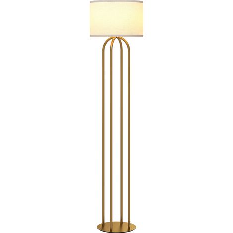 Lampadaire métal doré 4 pieds LADDY ton doré et beige (1/5)