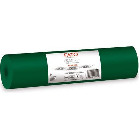 FATO - Runner da Tavola, Effetto Tessuto, Dimensione 0.4x24 m, Pretagliato ogni 1.20 m, Confezione da 20 Runner, Carta a secco, Airliad, Alta Qualità, Colore Verde Foresta (1/5)