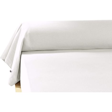Taie de traversin flanelle blanc 140/160 cm (1/3)