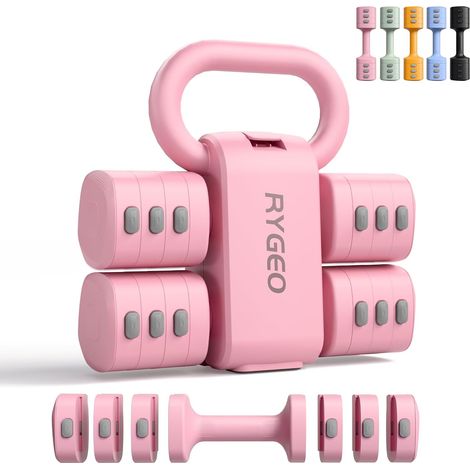 Ensemble d'haltères réglables 2 en 1 pour femme – 4 niveaux (1 kg à 5,5 kg) – Poids de gym à domicile pour femmes à la maison – Haltères de fitness (1/5)